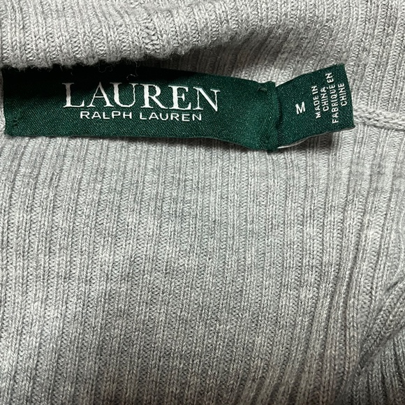 LAUREN RALPH LAUREN Cotton Modal Blend Open Front Cardigan Grey & Cream Sz M - Picture 6 of 11